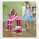 image 5 of AIYAPLAY Kids Dressing Table with Mirror and Stool, Kids Vanity Table Make Up Pretend Play Toys with Light, Music, 15 Accessories, for Ages 3-6 Years, Pink