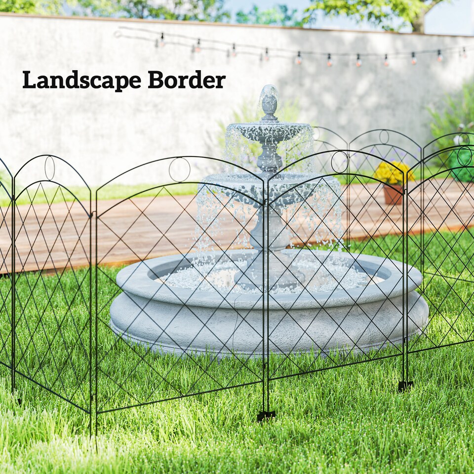 image 1 of Outsunny 4PCs Decorative Garden Fencing 43in x 11.4ft Steel Border Edging