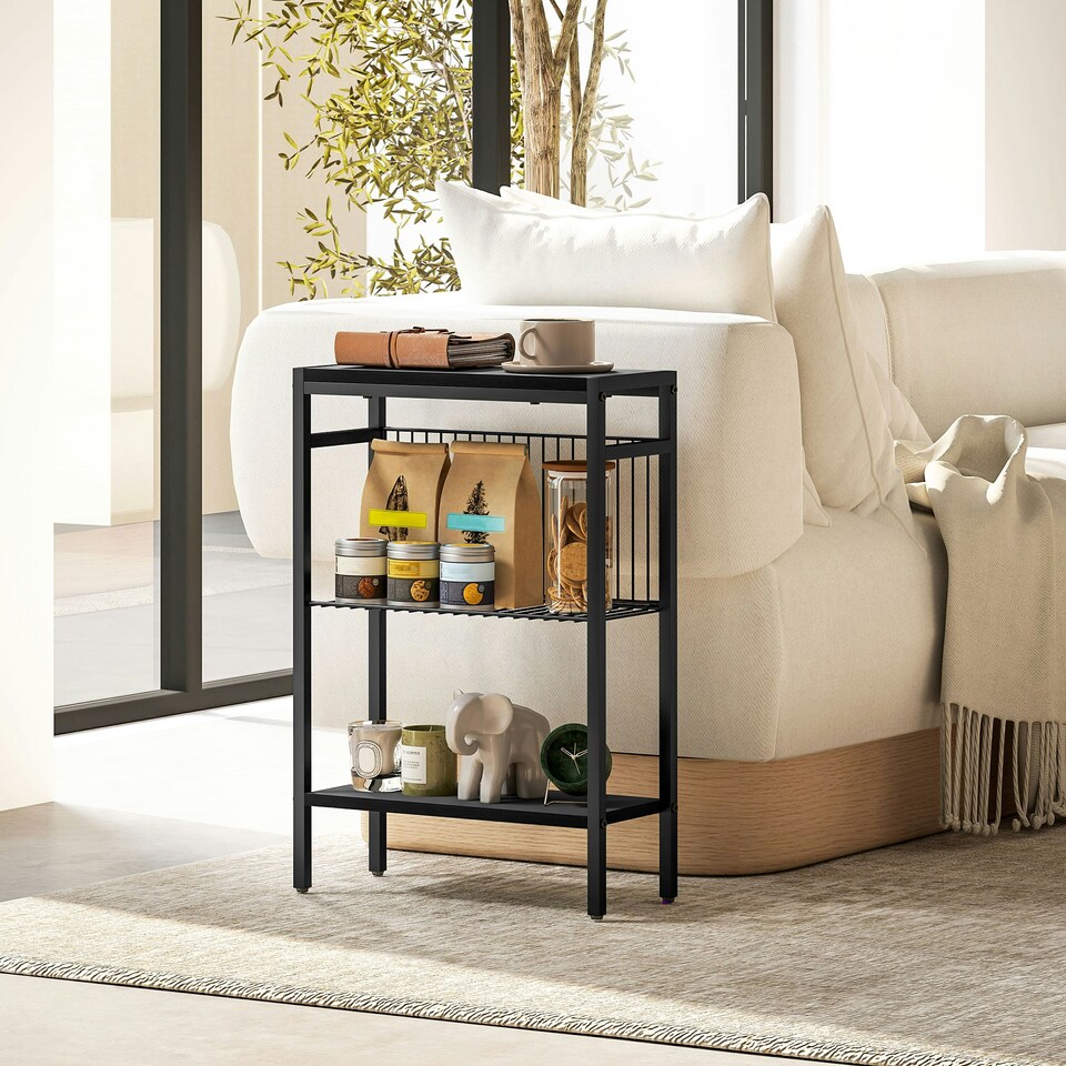 image 1 of HOMCOM Side Table with Storage, Small Table for Living Room, Bedroom Grey