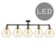 image 2 of ValueLights Luiggi Matte Black Semi-Flush Light with Gold Tapered Shade and E27 Pear LED 4W Warm White 2700K Bulb