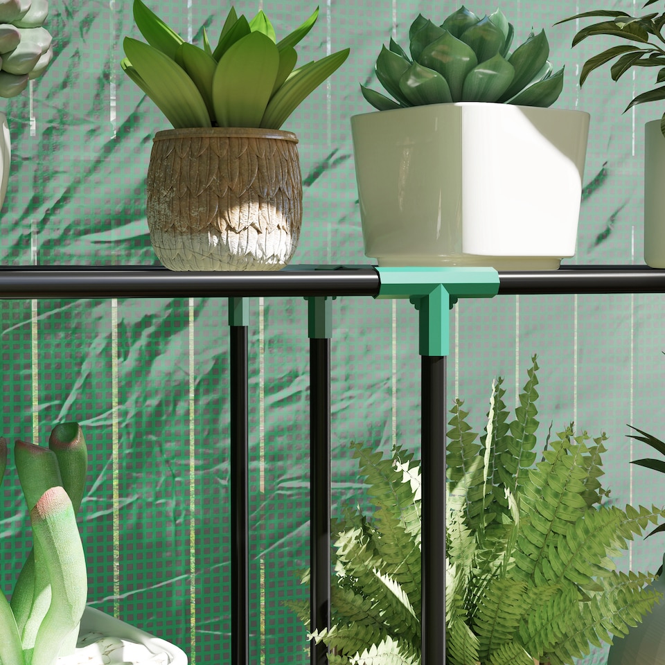 image 1 of Outsunny 3 Tier Mini Greenhouse with PE Cover, Roll-Up Door, Green