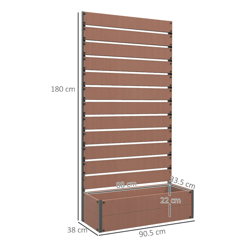 image 1 of Outsunny Raised Garden Bed with Trellis Standing Patio Planter Box Light Brown