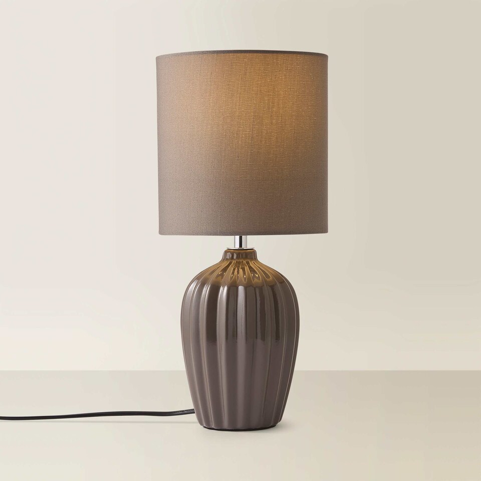 image 1 of ValueLights Carbone Grey Table Lamp Grey Shade | Grey