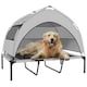 image 1 of PawHut Portable Elevated Dog Bed with Removable Canopy | Grey | Light Grey