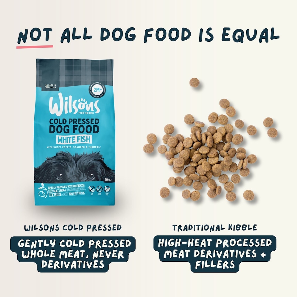 image 1 of Wilsons White Fish Cold Pressed Dog Food Natural Gentle Protein Omega 3 Diet - 10kg bag