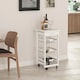 image 4 of Rolling Kitchen Island Trolley Serving Cart White Tile Top Drawer Shelves Basket | White | White | 1