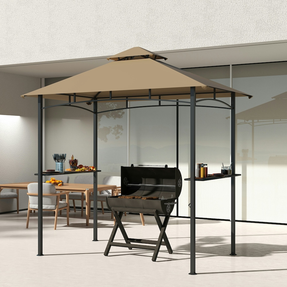 image 1 of Outsunny Outdoor Double-tier BBQ Gazebo Shelter Grill Canopy Barbecue Tent