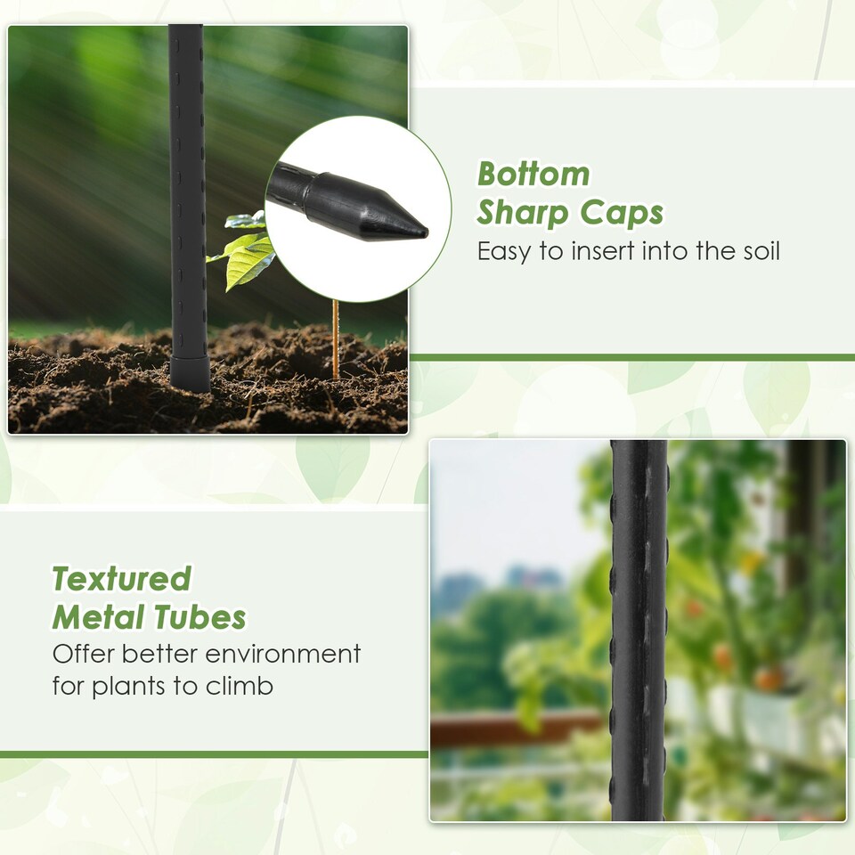 image 1 of COSTWAY 197 cm Tall Metal Obelisk Trellis 2-Pack Garden Trellis