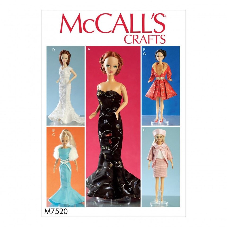 image 1 of McCall's 7520 Paper Sewing Pattern – Doll Clothes, Size Fits 11.5 Inch Doll, Easy