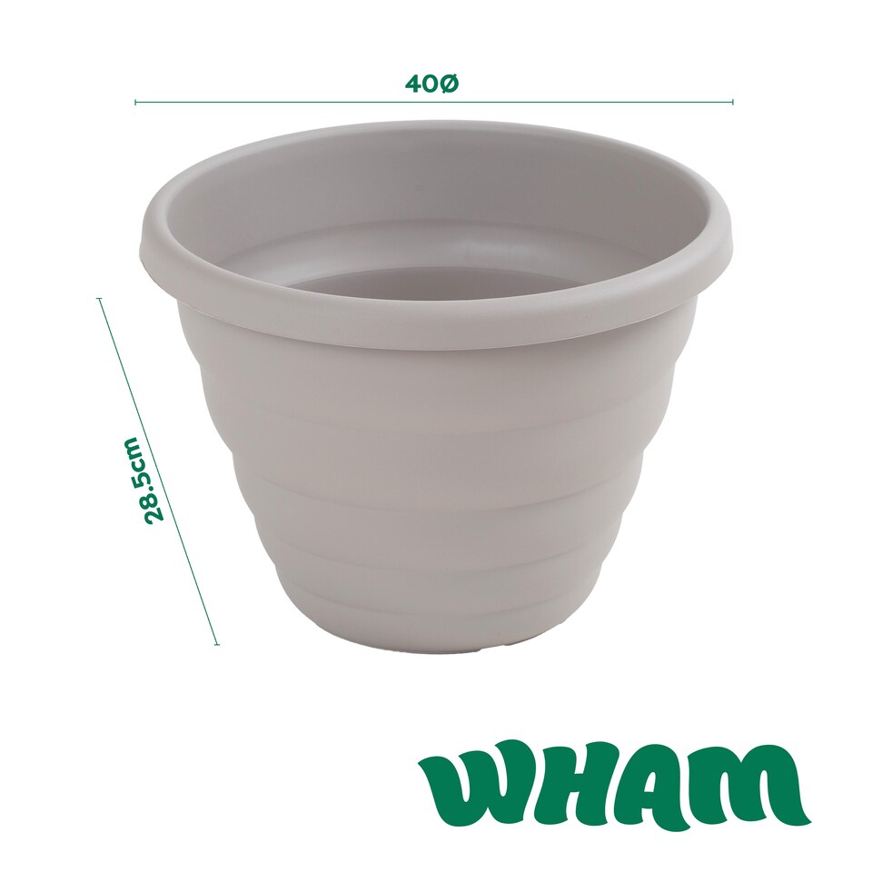 image 1 of Wham Beehive 4 x  40cm Round Plastic Garden Planters | Grey | Fawn