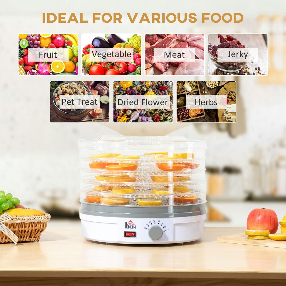 image 1 of HOMCOM 5 Tier Food Dehydrator for Drying Fruit Meat Vegetable Jerky Pet Treat