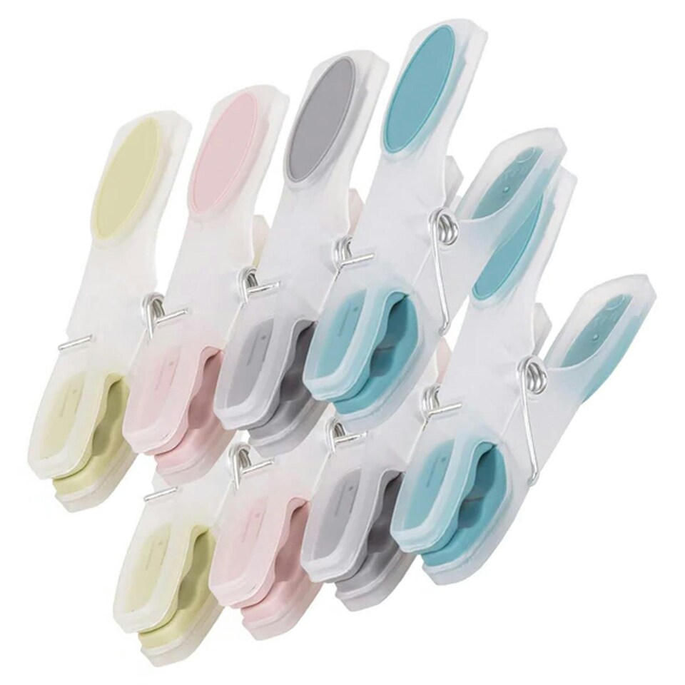 image 1 of 60 x Assorted Coloured Soft Grip Plastic Laundry Clothing Pegs For Outdoor Washing Lines