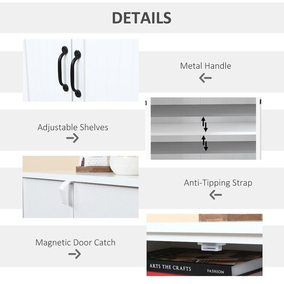 image 1 of HOMCOM Accent Floor Storage Cabinet, Kitchen Cupboard w/ 2 Large Doors