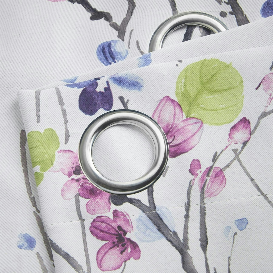 image 1 of Sakura Blockout Eyelet Curtains - Multi - 167 cm x 137 cm