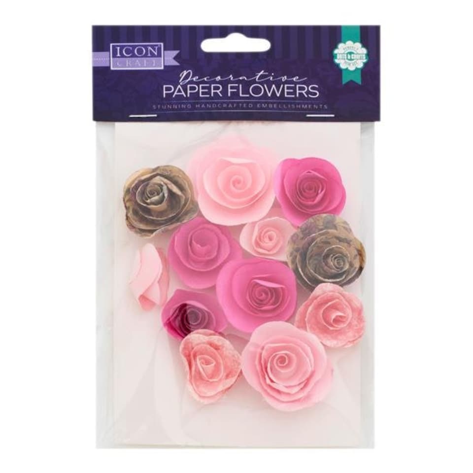 image 1 of Pack of 12 Decorative Paper Flowers by Icon Craft
