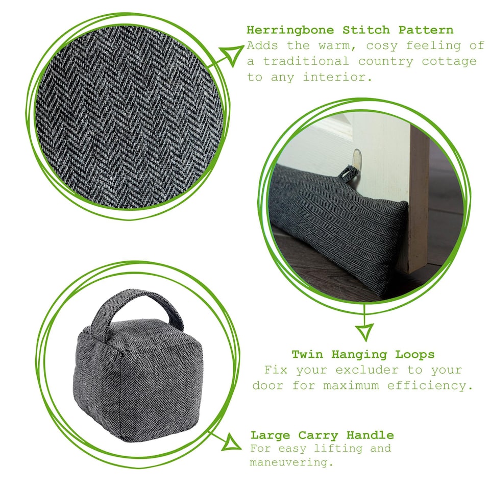 image 1 of Nicola Spring Herringbone Door Stop & Draught Excluder Set - Star