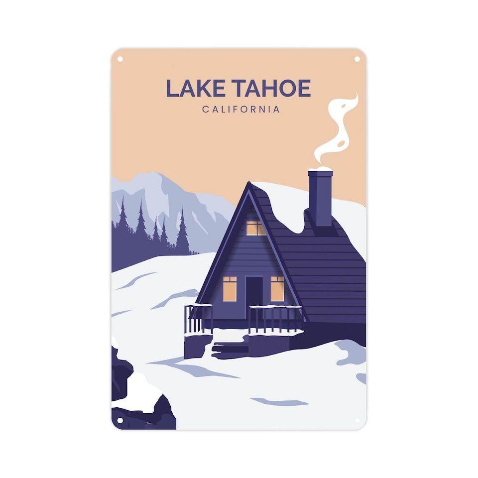 image 1 of Destination Art Portrait Metal Wall Plaque - Home Décor Gift - Lake Tahoe
