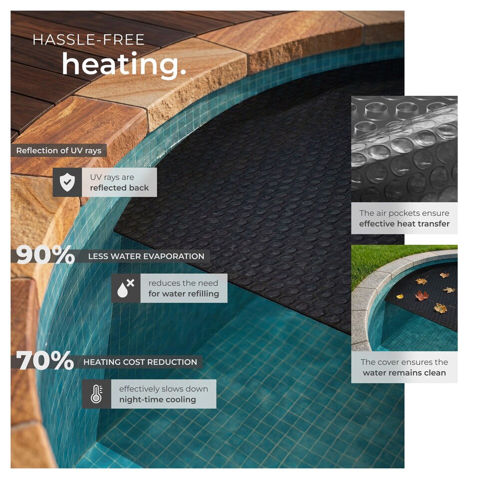 image 1 of Pool Solar Cover to Protect and Warm Round Swimming Pools | Black | black | 1