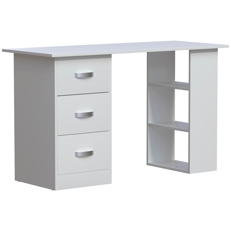 image 1 of Vida Designs Mason 3 Drawer 3 Shelf Computer Desk Home Office Workstation, White