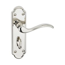Lisbon Metal Lever Latch Door Handles Set Round Rose Internal & External | Silver | Polished Nickel Bathroom