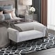 image 2 of HOMCOM Bed End Bench, Window Seat, Linen Chaise Lounge Sofa with Arm and Wooden Legs for Bedroom, Living Room, Grey