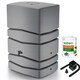 image 1 of Water Butt Kit with Tap, Diverter & Bio Cleaner –  Rainwater Collector for Garden, Balcony & Terrace – Durable Plastic Water Storage Tank Grey | 450L
