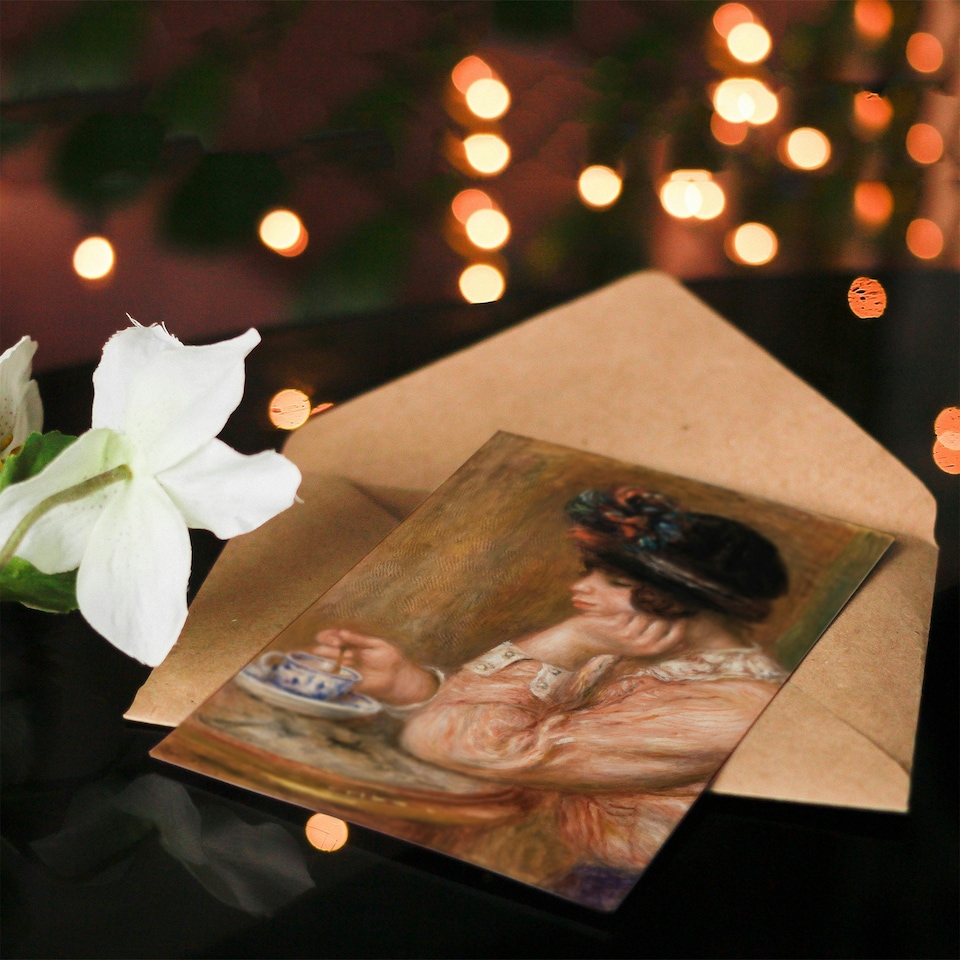 image 1 of Pierre Auguste Renoir Art Card Cup of Chocolate