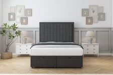 Sloomy Pemberton Graphite Dumfries Ottoman Bed With Mattress With 26" Strutted Headboard 3' Single