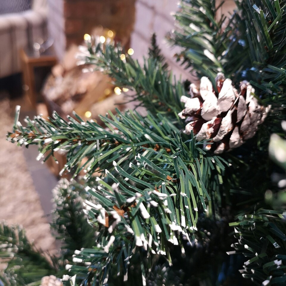 image 1 of 6ft (180cm) Rocky Mountain Pine Green Artificial Christmas Tree Snow Tip and Pine Cones