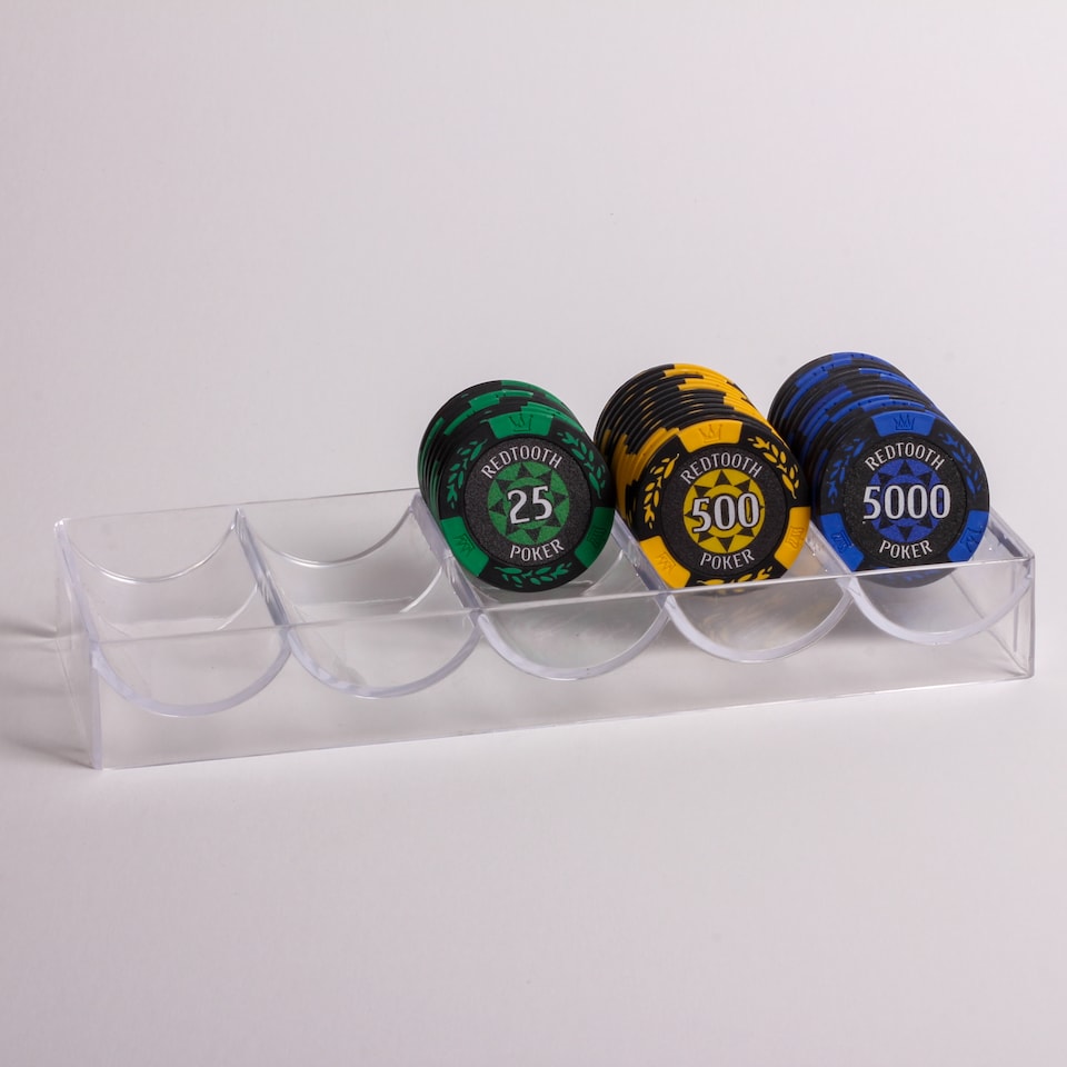 image 1 of Clear Acrylic Casino Poker Chip Tray Storage Case - Holds Up To 100 Standard Poker Chips