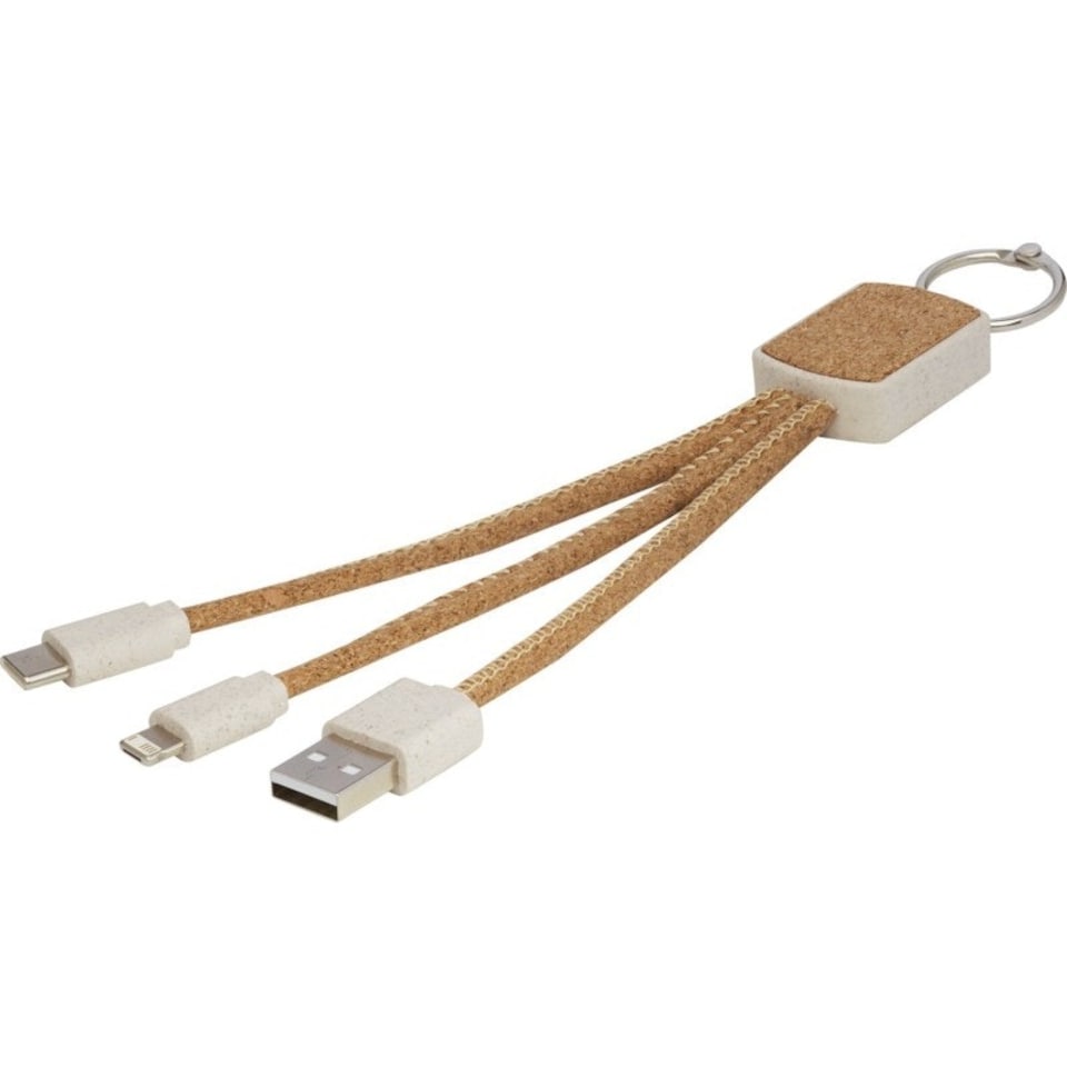 image 1 of Bates Cork 3 in 1 Charging Cable - Natural - One Size