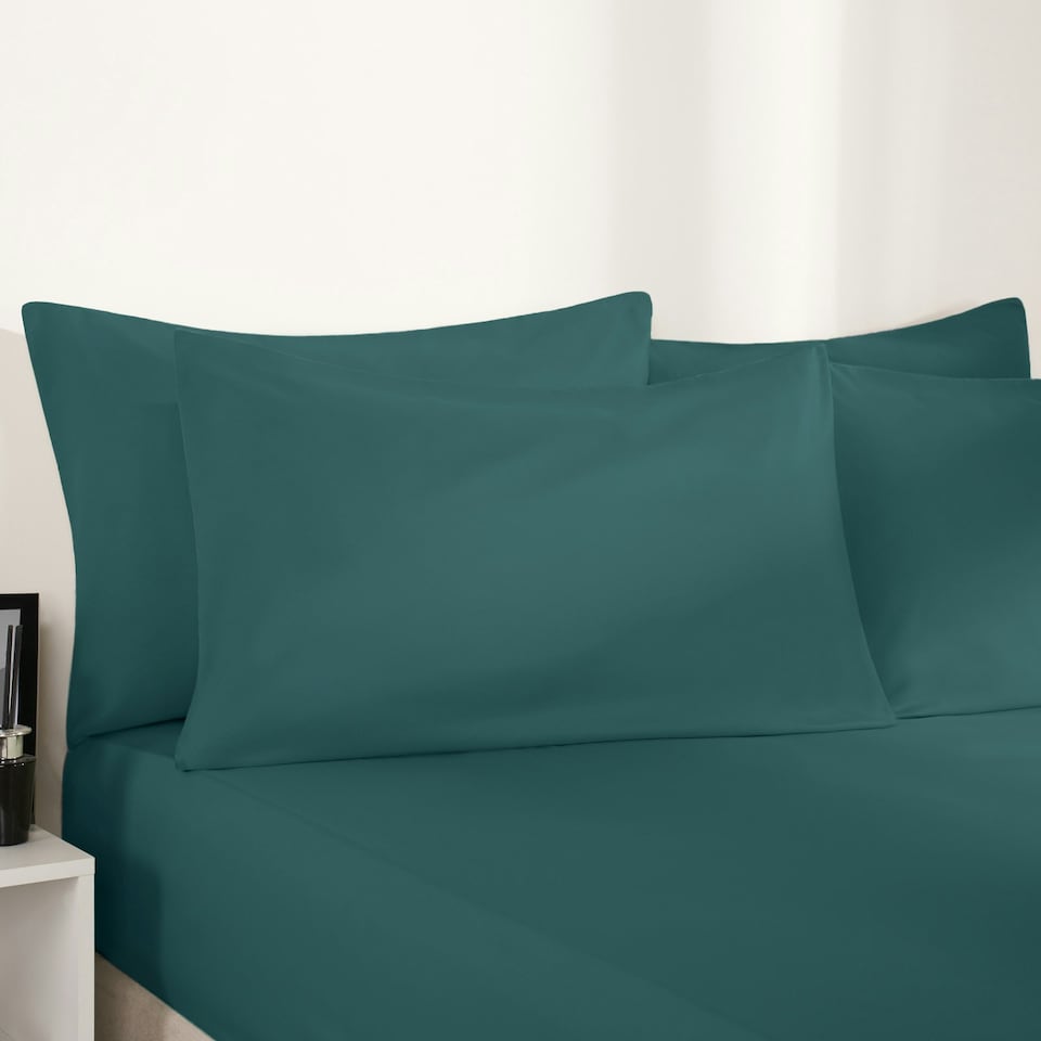 image 1 of OHS Plain Fitted Bed 25cm Deep Elasticated Sheet Green | Teal | King