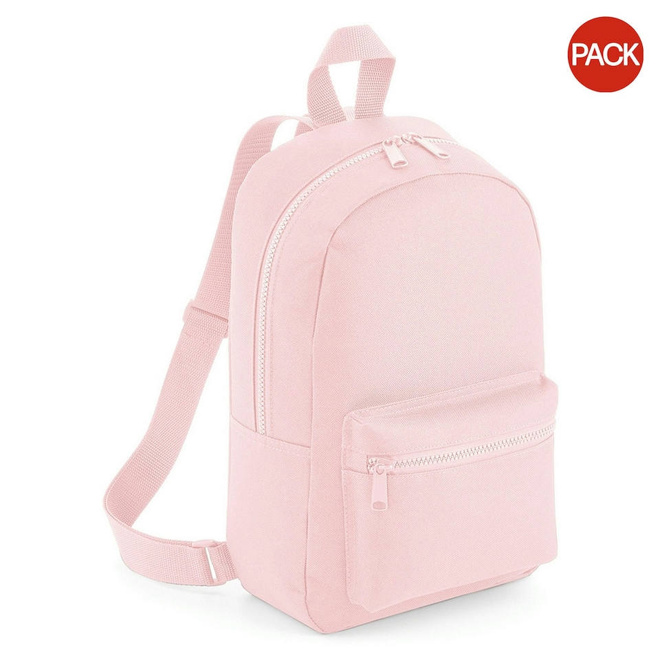 image 1 of Bagbase Mini Essential Backpack/Rucksack Bag (Pack of 2) - Powder Pink - One Size