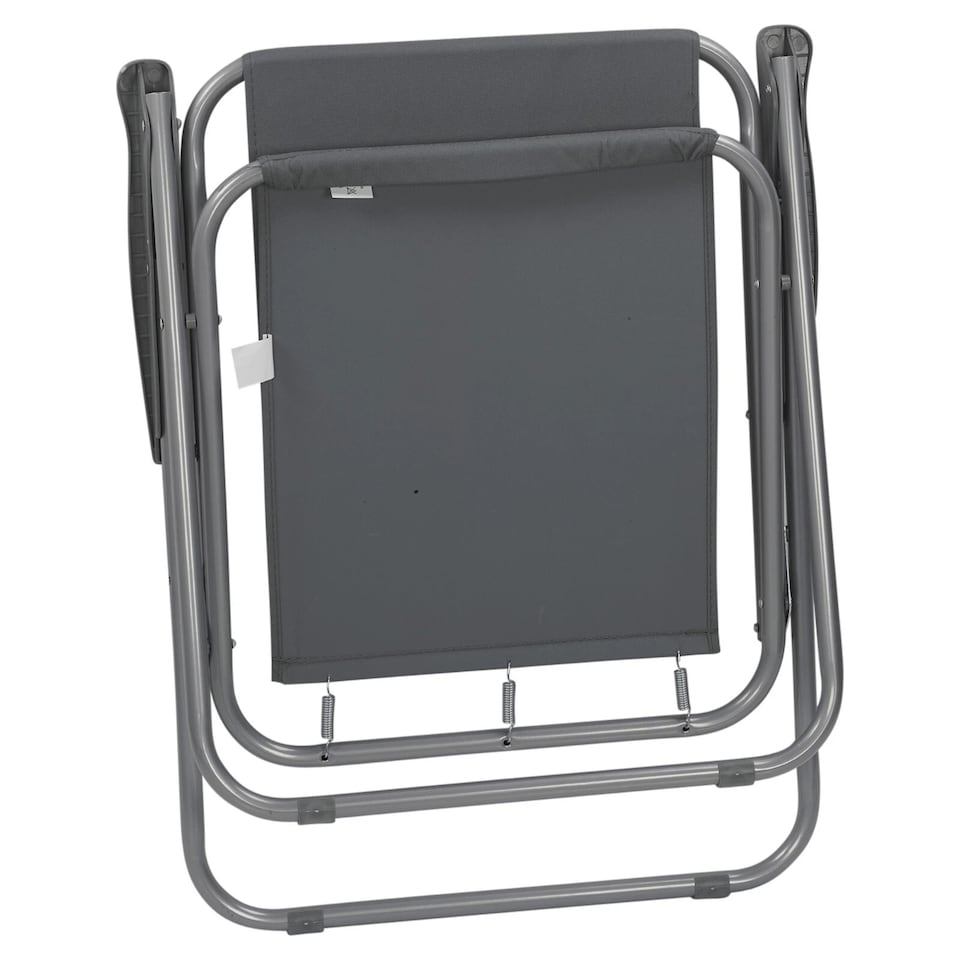 image 1 of Garden Patio Metal Folding Spring Deck Chairs Camping Beach Picnic Outdoor Seats | Grey | 2 x Grey