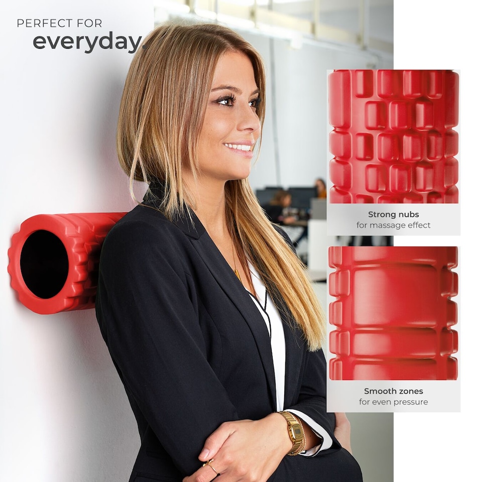 image 1 of Foam Roller with Textured Surface for Therapy Treatment, 335 x 145 mm | Red | red | 33,50 x 14,50 x 14,50 cm | 1