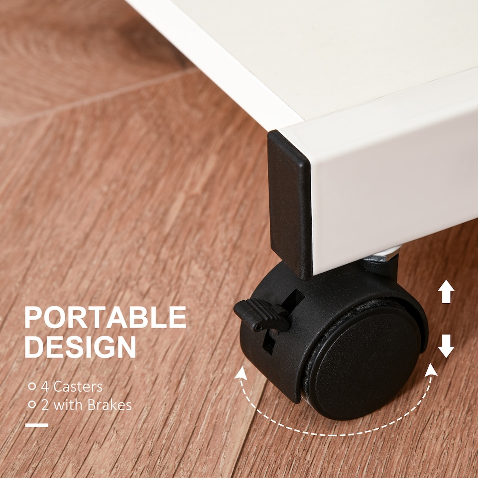 image 1 of HOMCOM Movable Computer Desk with 4 Moving Wheels Sliding Keyboard Tray Home Office Workstation White