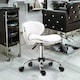 image 2 of HOMCOM Adjustable Rolling Swivel Beauty Salon Chair, Stool for Spa, Technician - White