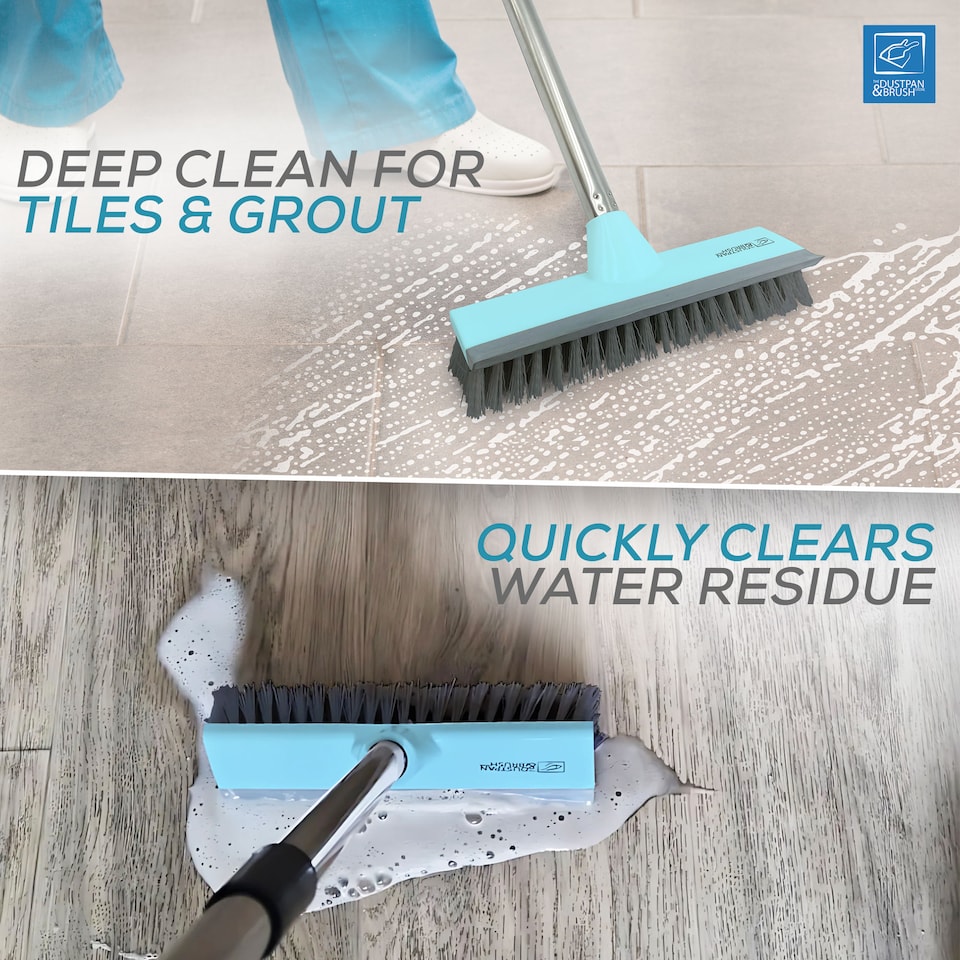 image 1 of Floor Squeegee Brush Long Handled for Indoor or Outdoor Tile and Wood Surfaces