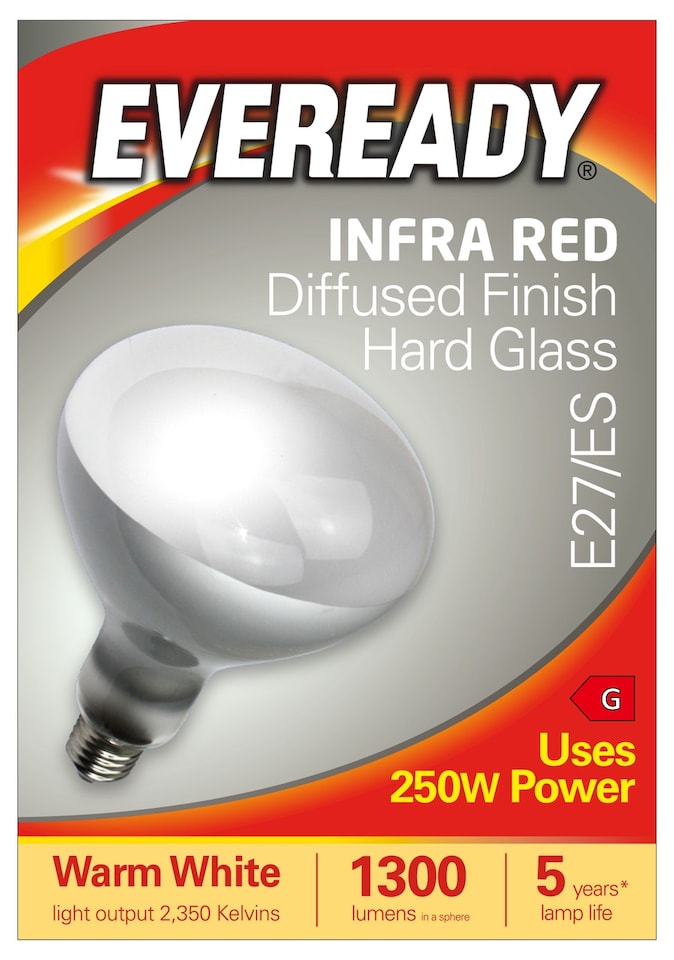 image 1 of Eveready Infra-Red Heater Lamp Bulb E27 1300lm 250W 2700K - Pack of 1