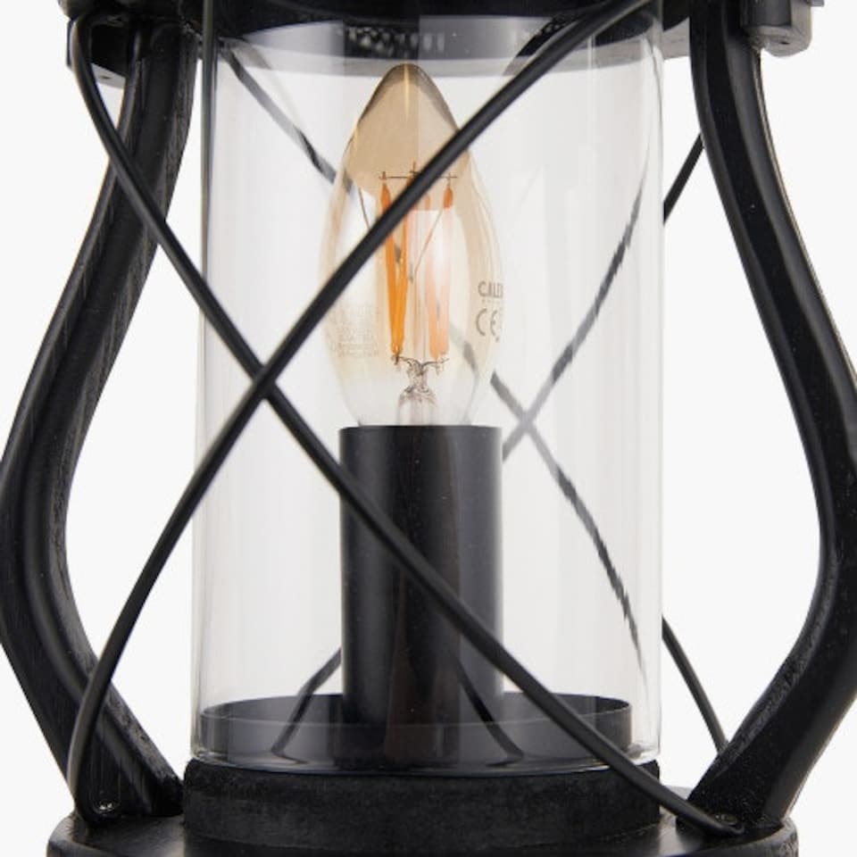 image 1 of Black Wood Lantern Table Lamp Miners Oil Lamp