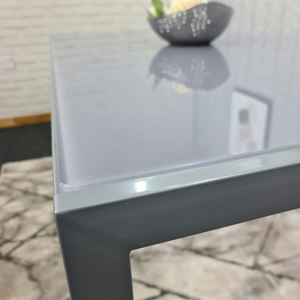 image 1 of Dining Table Grey Glass Kitchen Place for 4 Seats, Dining Table Only (Grey H 75 x L 120 x W 70 cm) Grey