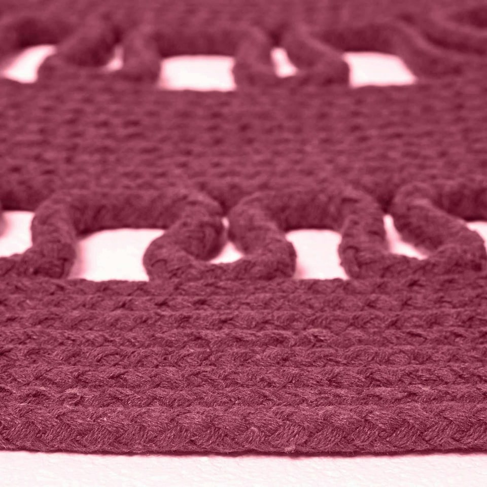 image 1 of Homescapes Plum Crochet Braided Rug - 70cm Round | Purple | Plum