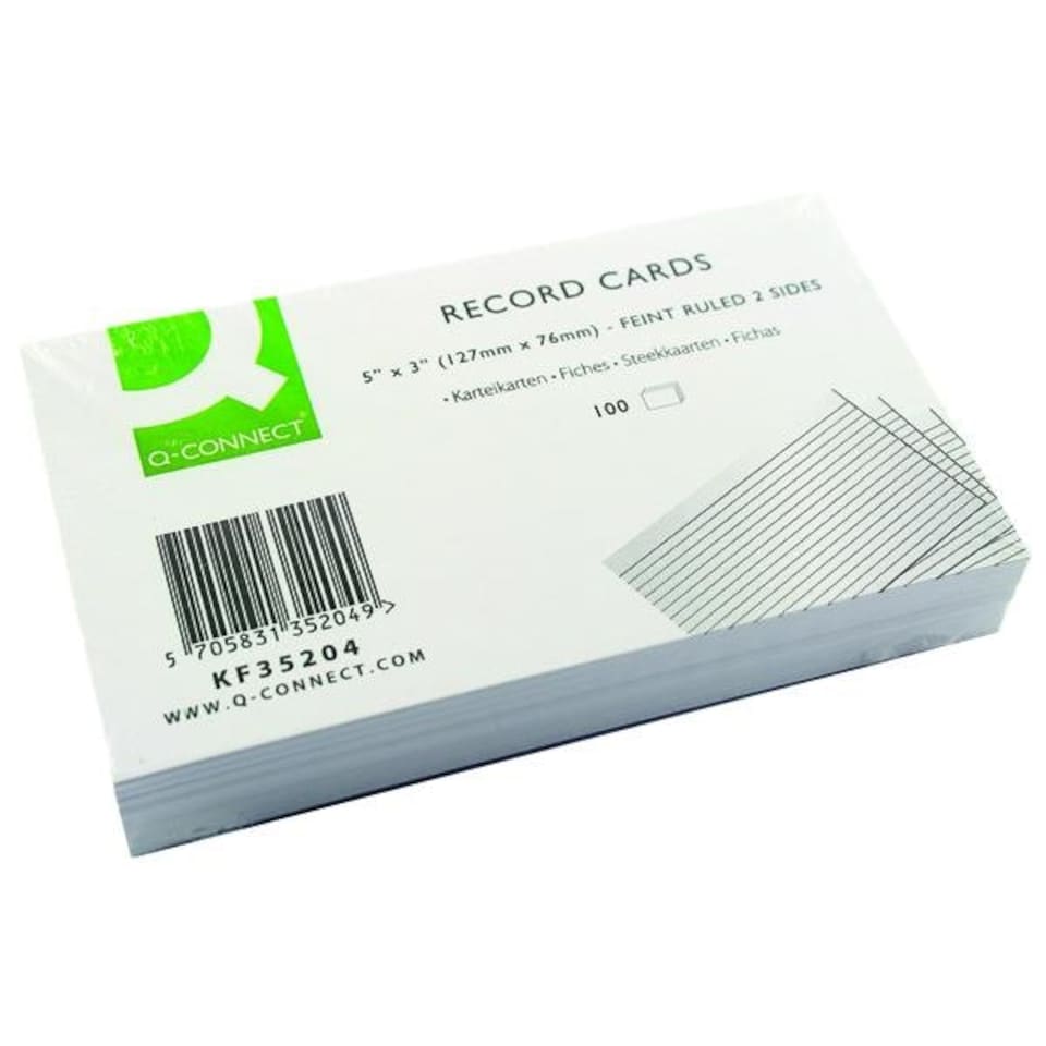 image 1 of Pack of 100 White 5x3" Feint Ruled Flash Revision Cards