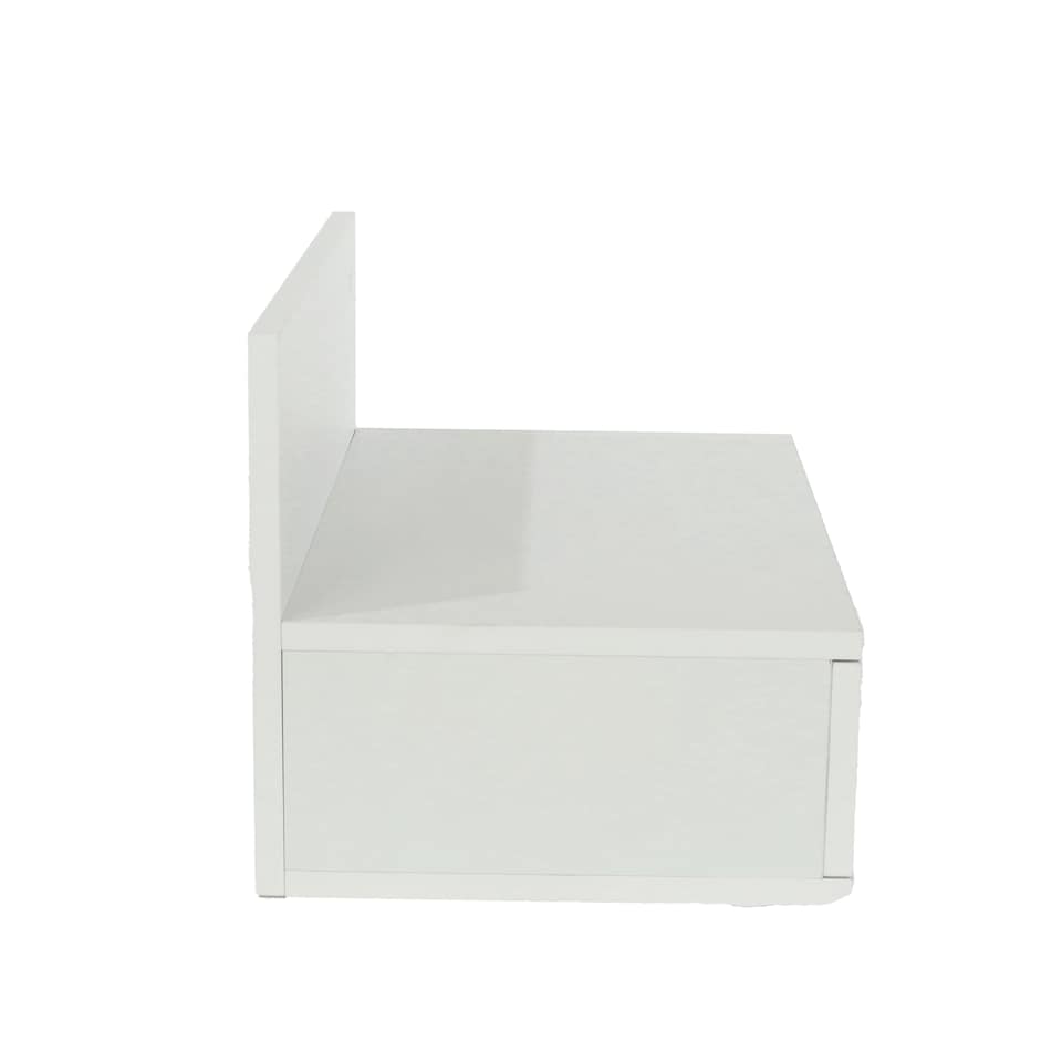 image 1 of Pair of Kelly Wall-Mounted Bedside Cabinets with Drawer - Modern Floating Bedside Tables | White | White | One Size | 2