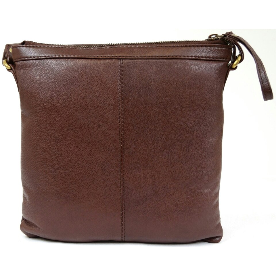 image 1 of Butter Soft Premium Leather Cross Body Bag, Adjustable Shoulder Strap Brown | Ox Brown