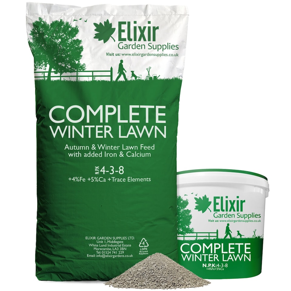 image 1 of Elixir Gardens Complete Winter & Autumn Lawn Feed/Fertiliser with Iron & Calcium 4-3-8+4Fe x 3kg Tub