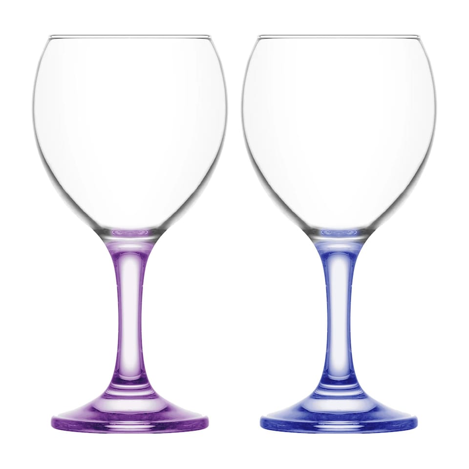 image 1 of LAV Misket Wine Glasses - 260ml - Coloured Stem - Pack of 6