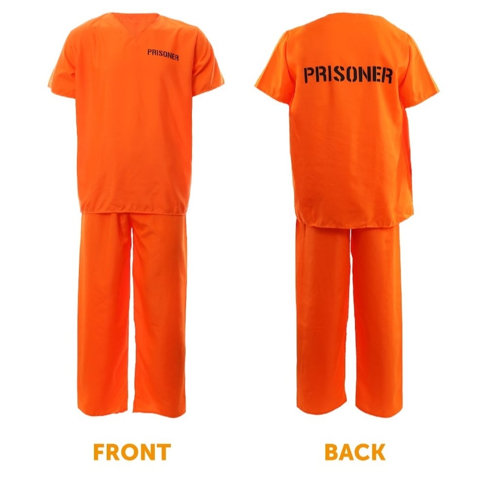 image 1 of Orange Prisoner Costume with Handcuffs | Orange | 2XL
