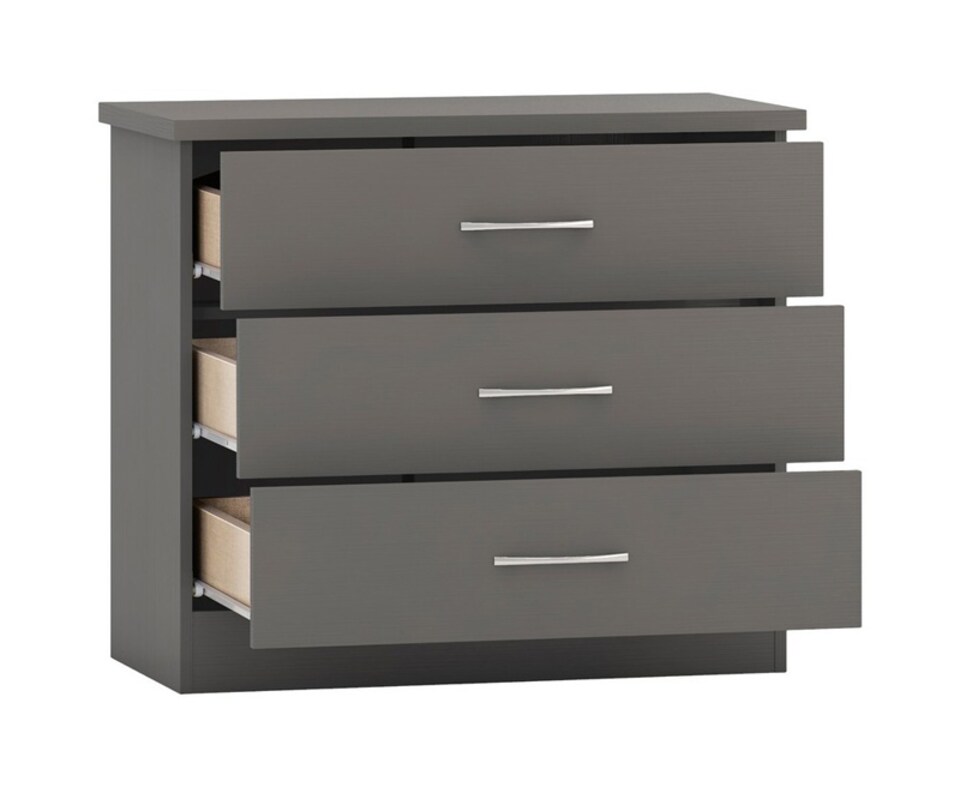 image 1 of Nevada 3 Drawer Chest - L40 x W81 x H70.5 cm - 3D Effect Grey