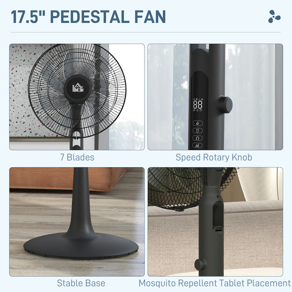 image 1 of HOMCOM Standing Fan with 75 Degree Oscillation Mosquito Repellent Function